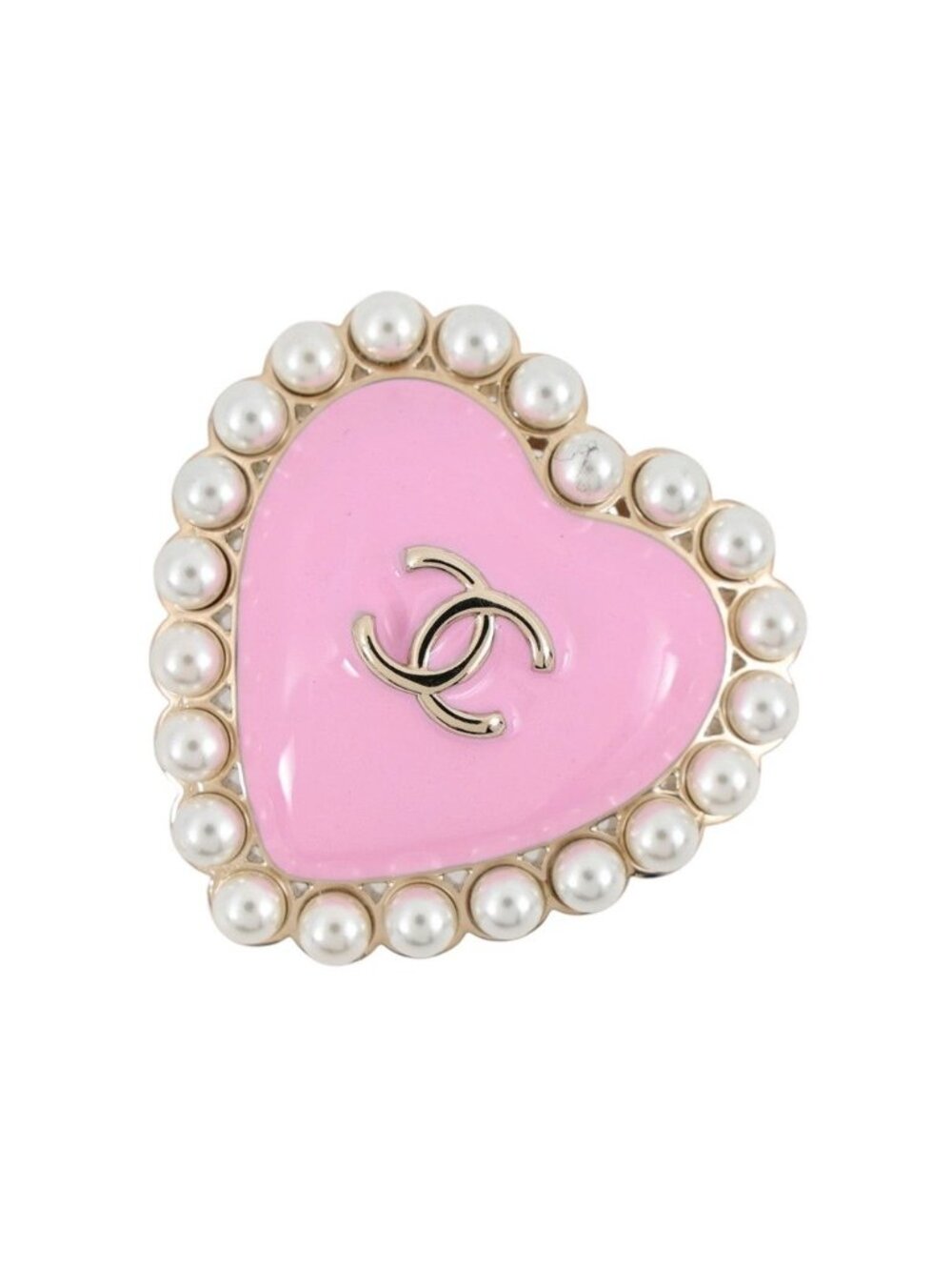 Chanel Brooch CC Logo Heart Pearl